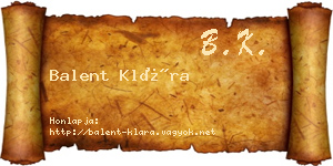 Balent Klára névjegykártya